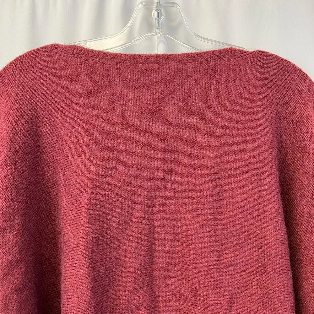 Shein Women’s Boat Neck Cropped Pullover Sweater Long Button Sleeve Wine Large